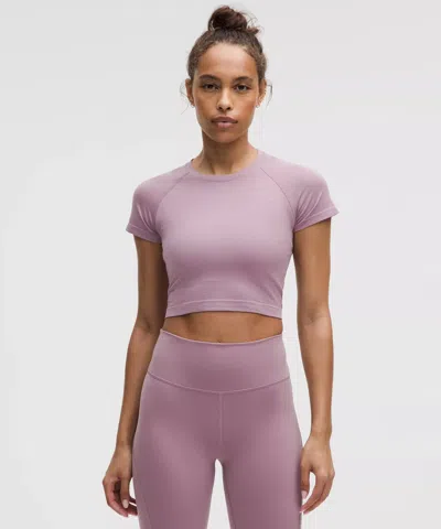 Lululemon Swiftly Tech Cropped Short-sleeve Shirt 2.0 In Purple