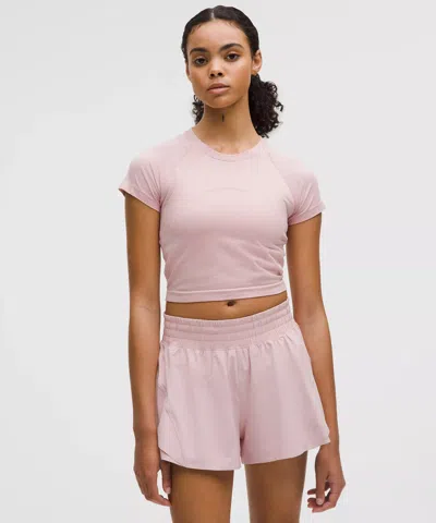 Lululemon Swiftly Tech Cropped Short-sleeve Shirt 2.0 In Pink