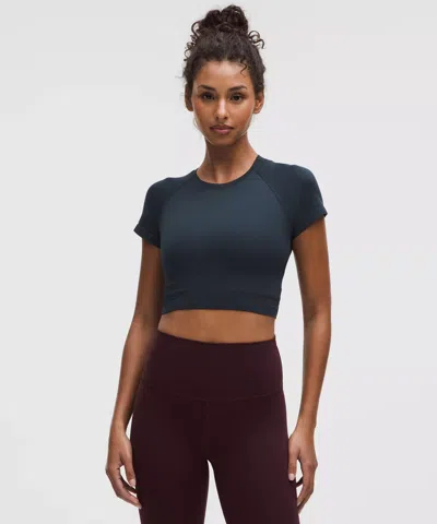 Lululemon Swiftly Tech Cropped Short-sleeve Shirt 2.0 In Blue