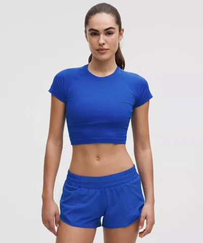 Lululemon Swiftly Tech Cropped Short-sleeve Shirt 2.0 In Blue