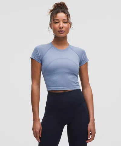 Lululemon Swiftly Tech Cropped Short-sleeve Shirt 2.0 In Blue