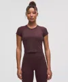 Lululemon Swiftly Tech Cropped Short-sleeve Shirt 2.0 In Brown