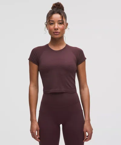 Lululemon Swiftly Tech Cropped Short-sleeve Shirt 2.0 In Brown