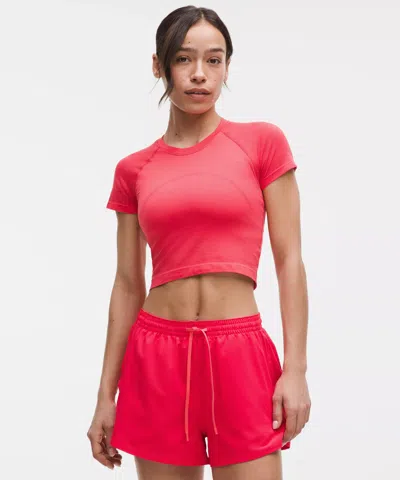 Lululemon Swiftly Tech Cropped Short-sleeve Shirt 2.0 In Red