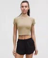 Lululemon Swiftly Tech Cropped Short-sleeve Shirt 2.0 In Neutral