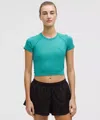 Lululemon Swiftly Tech Cropped Short-sleeve Shirt 2.0 In Blue