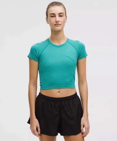Lululemon Swiftly Tech Cropped Short-sleeve Shirt 2.0 In Blue
