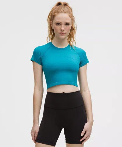 Lululemon Swiftly Tech Cropped Short-sleeve Shirt 2.0 In Blue