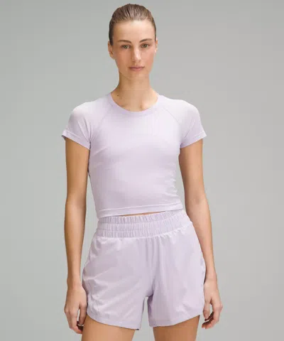 Lululemon Swiftly Tech Cropped Short-sleeve Shirt 2.0 In Purple