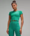 Lululemon Swiftly Tech Cropped Short-sleeve Shirt 2.0 In Green