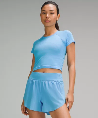 Lululemon Swiftly Tech Cropped Short-sleeve Shirt 2.0 In Blue