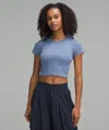 Lululemon Swiftly Tech Cropped Short-sleeve Shirt 2.0 In Blue