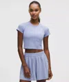 Lululemon Swiftly Tech Cropped Short-sleeve Shirt 2.0 In Blue