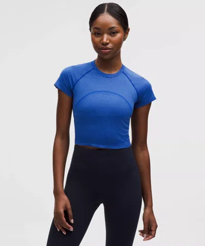 Lululemon Swiftly Tech Cropped Short-sleeve Shirt 2.0 In Blue