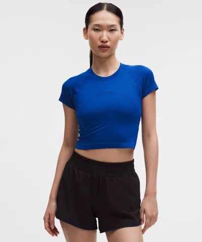 Lululemon Swiftly Tech Cropped Short-sleeve Shirt 2.0 In Blue