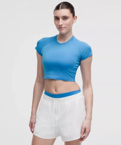 Lululemon Swiftly Tech Cropped Short-sleeve Shirt 2.0 In Blue