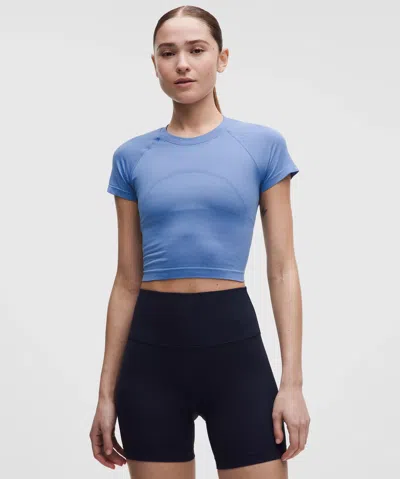 Lululemon Swiftly Tech Cropped Short-sleeve Shirt 2.0 In Blue