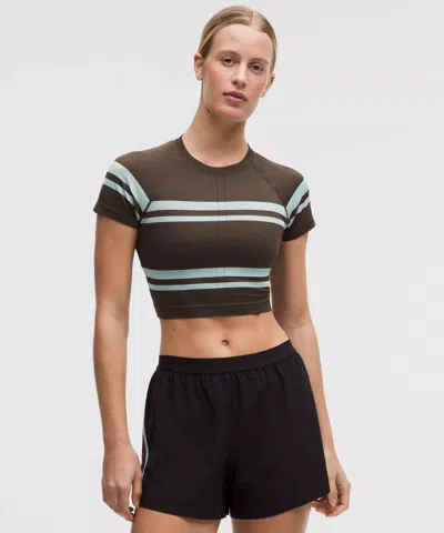 Lululemon Swiftly Tech Cropped Short-sleeve Shirt 2.0 In Brown