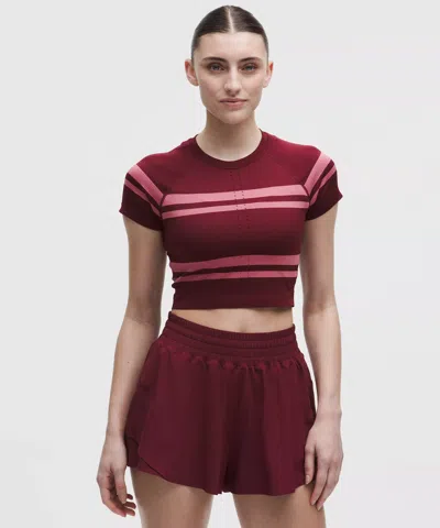Lululemon Swiftly Tech Cropped Short-sleeve Shirt 2.0 In Pink