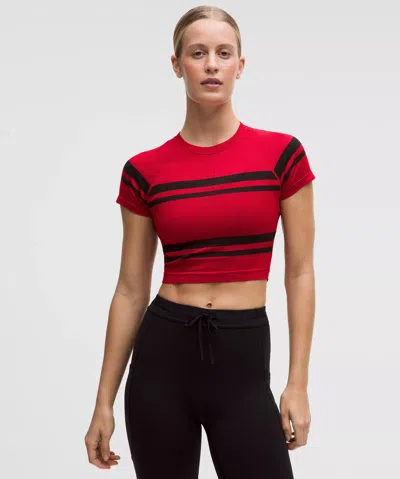 Lululemon Swiftly Tech Cropped Short-sleeve Shirt 2.0 In Red