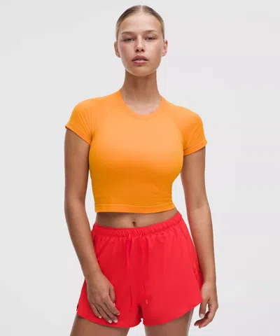 Lululemon Swiftly Tech Cropped Short-sleeve Shirt 2.0 In Yellow
