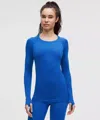 Lululemon Swiftly Tech Long-sleeve Shirt 2.0 Hip Length In Blue