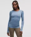 Lululemon Swiftly Tech Long-sleeve Shirt 2.0 Hip Length In Blue