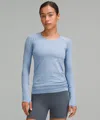 Lululemon Swiftly Tech Long-sleeve Shirt 2.0 Hip Length In Blue