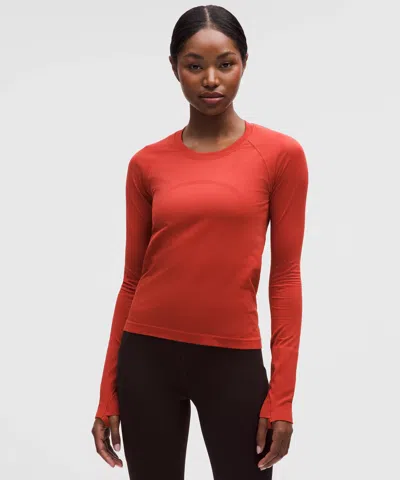 Lululemon Swiftly Tech Long-sleeve Shirt 2.0 In Orange