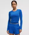 Lululemon Swiftly Tech Long-sleeve Shirt 2.0 Waist Length In Blue