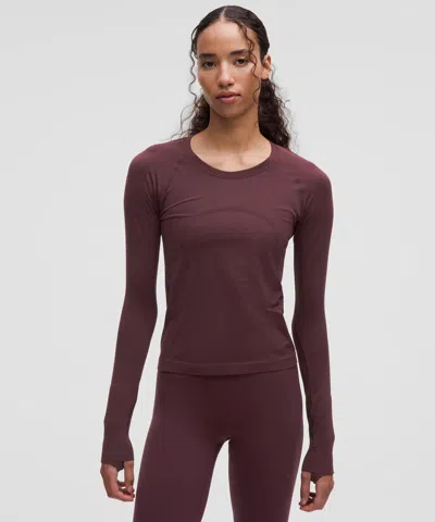 Lululemon Swiftly Tech Long-sleeve Shirt 2.0 Waist Length In Burgundy