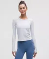 Lululemon Swiftly Tech Long-sleeve Shirt 2.0 Waist Length In Blue