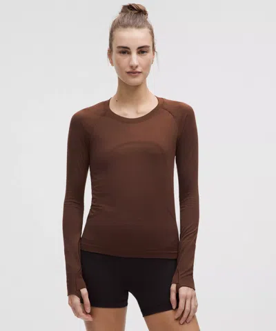 Lululemon Swiftly Tech Long-sleeve Shirt 2.0 Waist Length In Brown