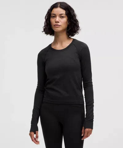 Lululemon Swiftly Tech Long-sleeve Shirt 2.0 Waist Length Glow Stripe In Black