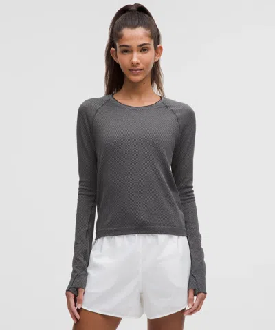 Lululemon Swiftly Tech Long-sleeve Shirt 2.0 Waist Length Textured Knit In Gray