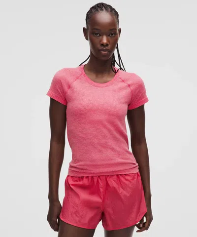 Lululemon Swiftly Tech Short-sleeve 2.0 Waist Length Textured Knit Shirt In Pink