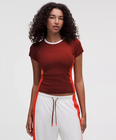 Lululemon Swiftly Tech Short-sleeve Shirt 2.0 Waist Length In Burgundy
