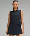 Lululemon Swiftly Tech Sleeveless Polo Shirt Colour Tip In Black