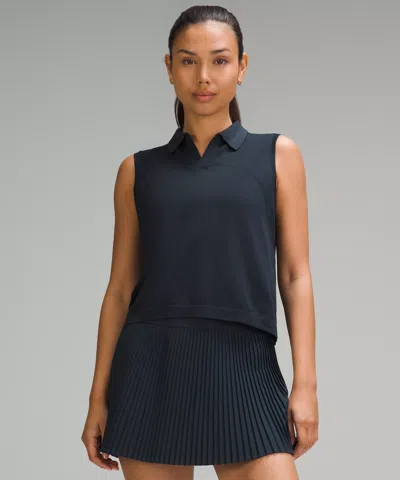 Lululemon Swiftly Tech Sleeveless Polo Shirt Colour Tip In Black