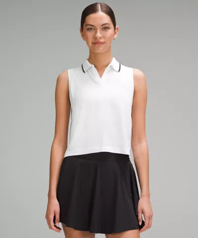 Lululemon Swiftly Tech Sleeveless Polo Shirt Colour Tip In White