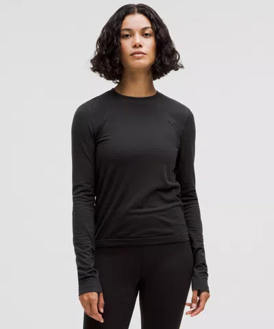 Lululemon Swiftly Wool Long-sleeve Shirt Hip Length In Black