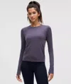 Lululemon Swiftly Wool Long-sleeve Shirt Hip Length In Blue
