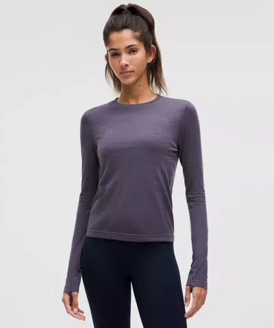 Lululemon Swiftly Wool Long-sleeve Shirt Hip Length In Blue
