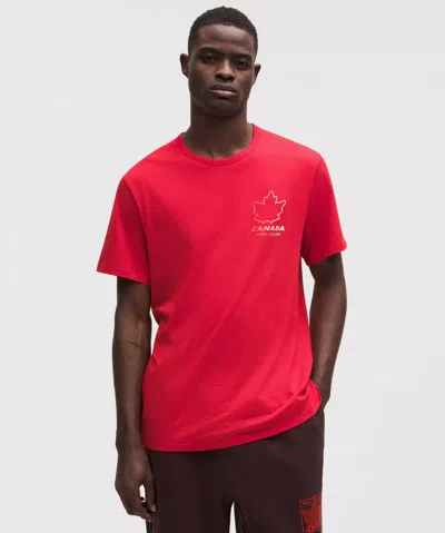 Lululemon Team Canada Men's Cotton Jersey Graphic T-shirt In Red