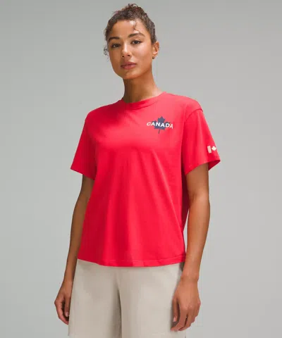 Lululemon Team Canada Women's Cotton Jersey Graphic T-shirt Coc Logo In Red