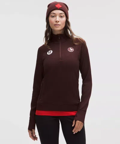 Lululemon Team Canada Women's Engineered Warmth Half Zip In Burgundy