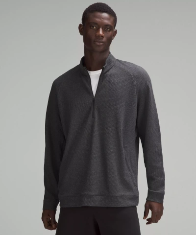 Lululemon Textured Double-knit Cotton Half Zip In Gray