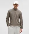 Lululemon Textured Double-knit Cotton Half Zip In Gray