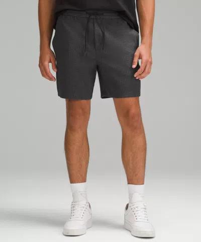 Lululemon Textured Double-knit Cotton Shorts 7" In Black