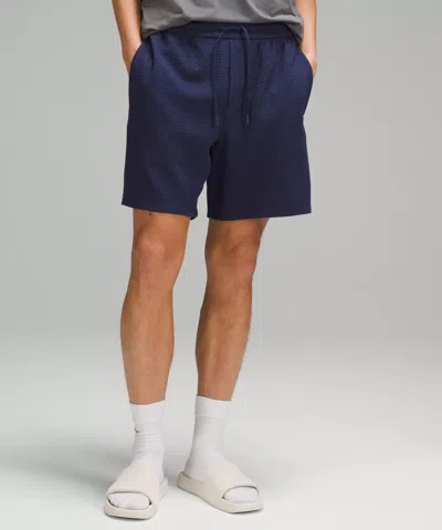Lululemon Textured Double-knit Cotton Shorts 7" In Blue